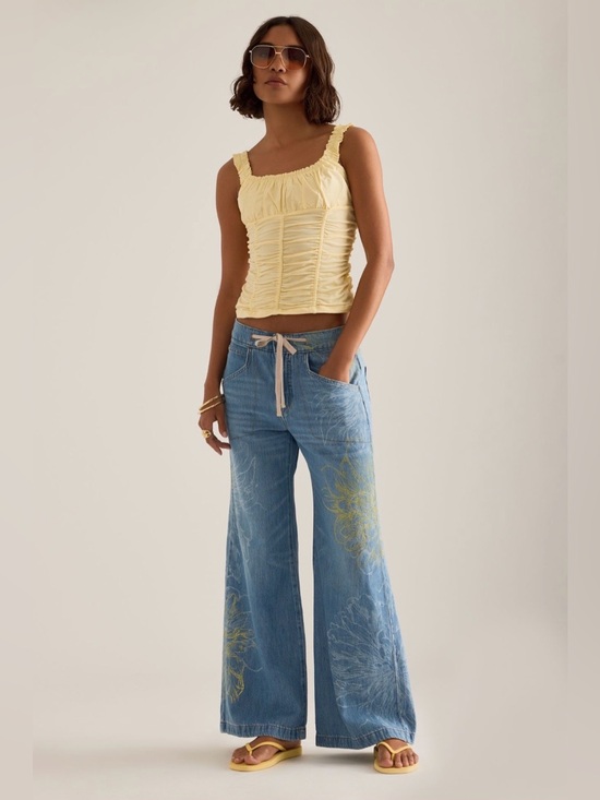 Pilcro Denim - Anthropologie Pilcro Ellis Floral High-Rise Wide-Leg Drawstring Jeans (Petite)